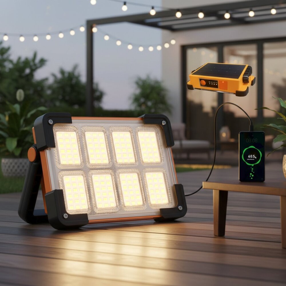 120W Solar Rechargeable Work Light,‎ 144 LED 10000LM Led Work Light